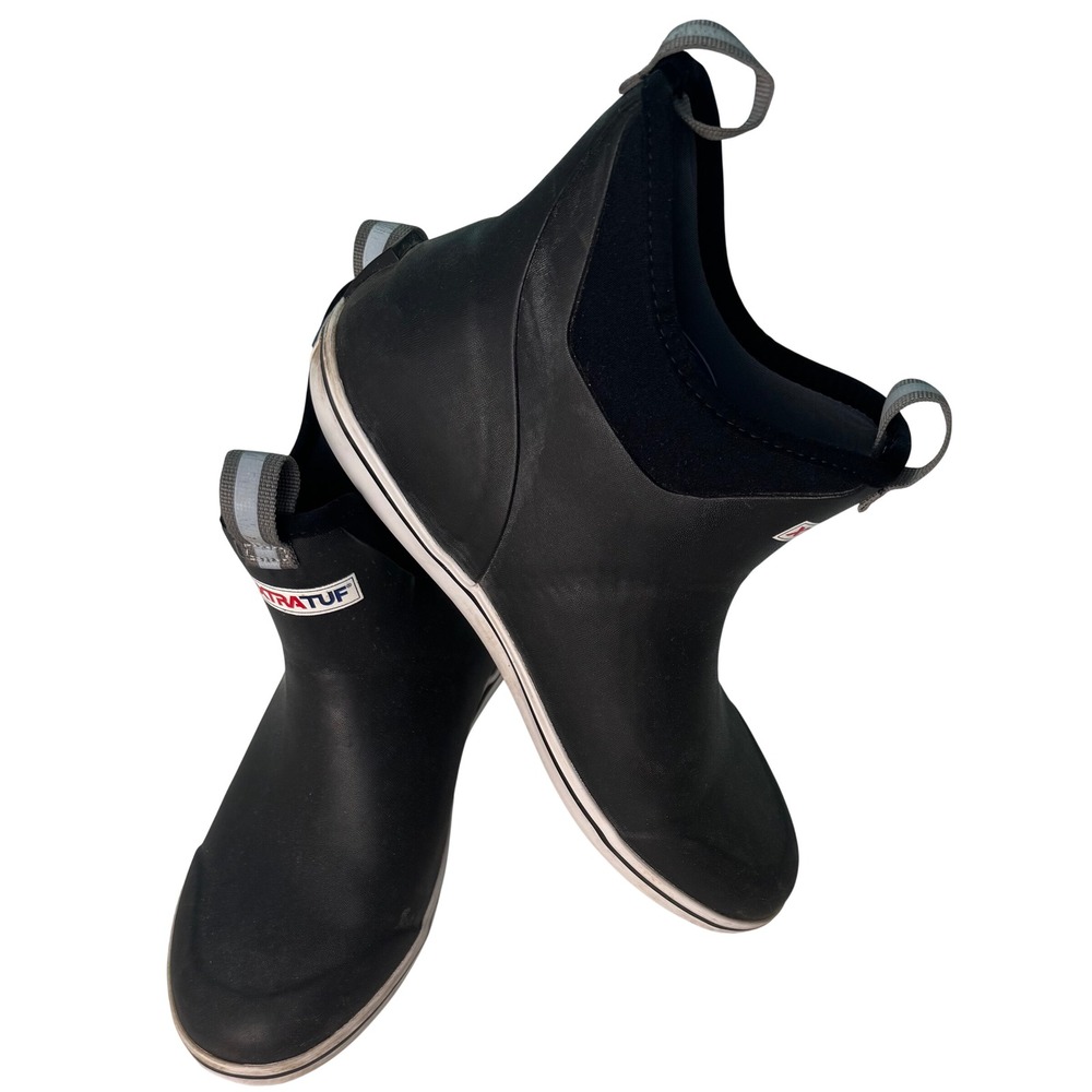 XTRATUF Mens 6" Ankle Deck Boots Black Waterproof Slip Resistant Size 11 Fishing